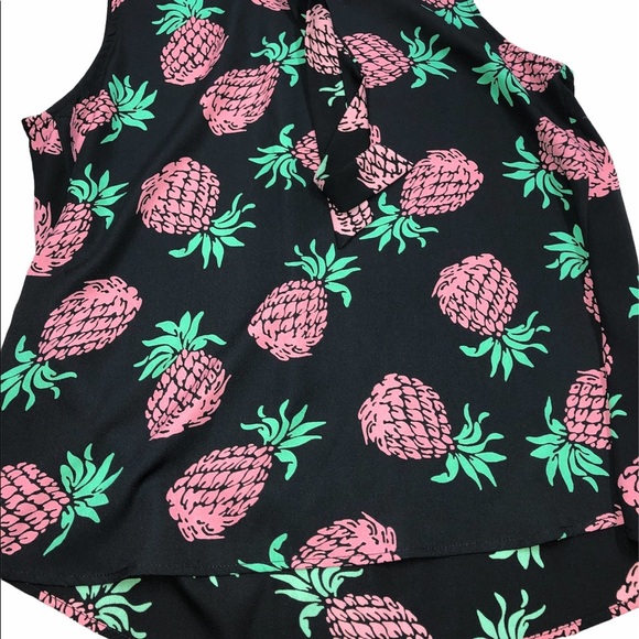 West Moon Los Angeles black & pink pineapple top sleeveless size medium - Picture 4 of 6